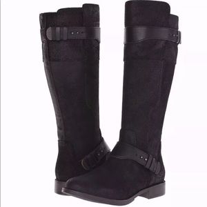 UGG DAYLE TALL BOOTS BLACK  SIDE STRAP SIZE 6 EUC STUNNING